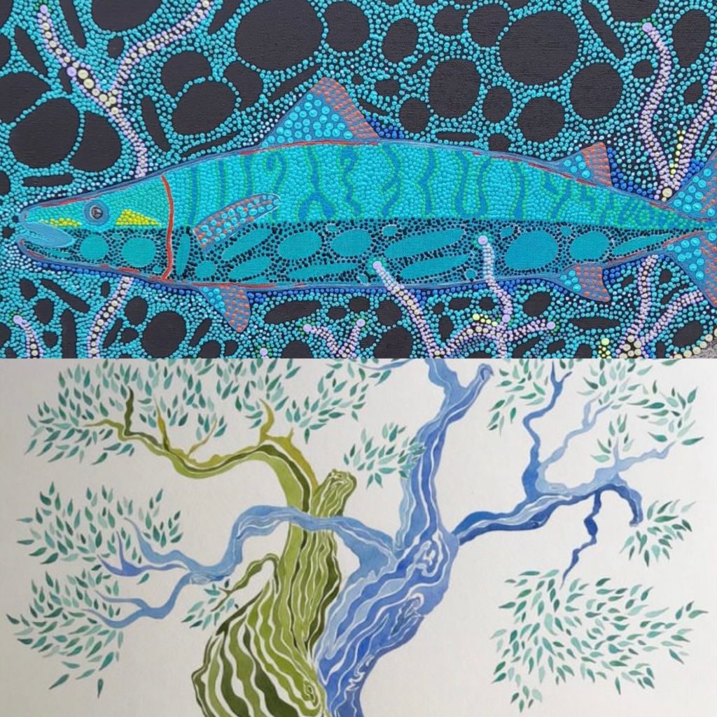 deux tableaux créations artistes, acrylique